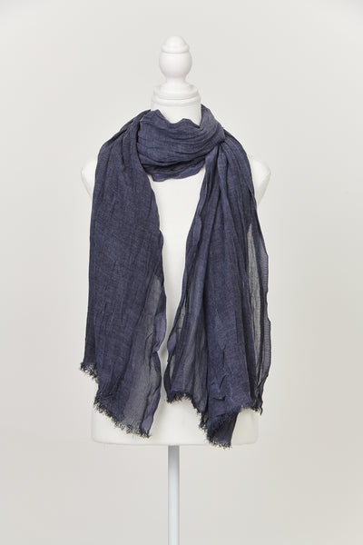 Frayed Edge Scarf - Navy