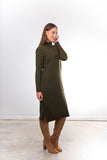 Side Ribbed Dress - Olive Green