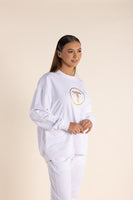 Oversized Sweat w/Metallic Logo - White