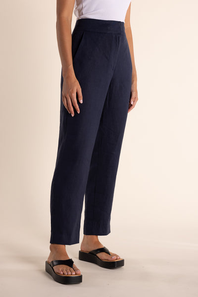 Linen 7/8 Pant - Navy