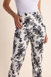 Leaf Print 7/8 Pant - Blk/Wht