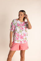 Linen Rose Print Top