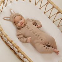 Taupe Bunny Knit Romper