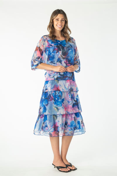 Overlay Layered Dress - Royal