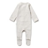 Organic Stripe Rib Zipsuit with Feet & Top Hat - Clay