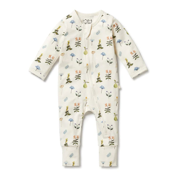 Organic Zipsuit w/ Feet - Petit Garden