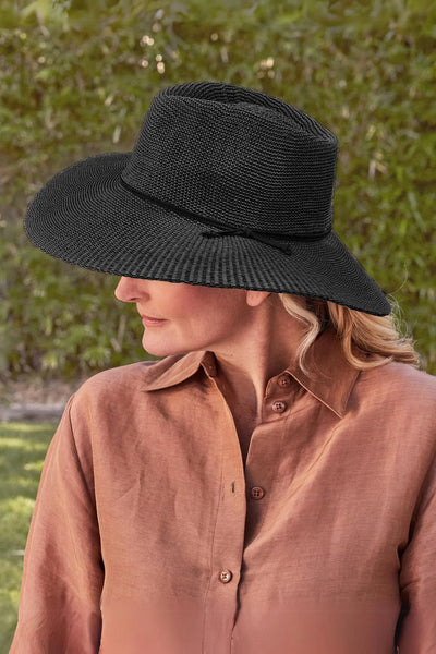 Marie Wide Brim Fedora - Black