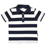 Striped Polo Tee - Navy Stripe