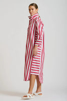 The Andrea Shirtdress - Red Wide Stripe