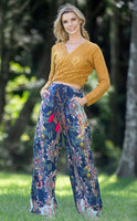 Annissa Pant - Navy Print Boho Trousers for Women