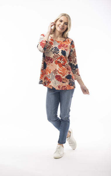 Brontes Top - Orange Print