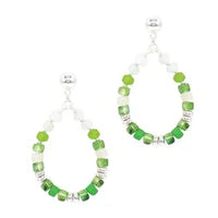 Beaded Teardrop - Silver/Green