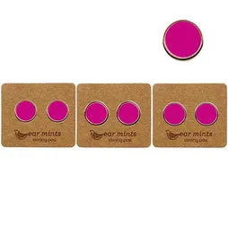 Round 7mm Enamel Earrings - Electric Pink