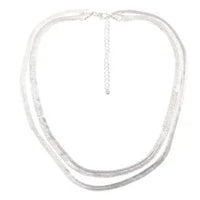 Double Herringbone Necklace - Silver