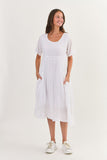 White Round Neck Cotton Dress