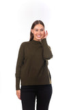 Side Ribbed Pullover - Olive