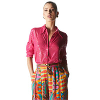 Impression Sequin Shirt - Fuchsia