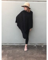 Wool Blend Poncho - Black