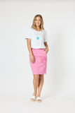 Portia Denim Skirt - Hot Pink