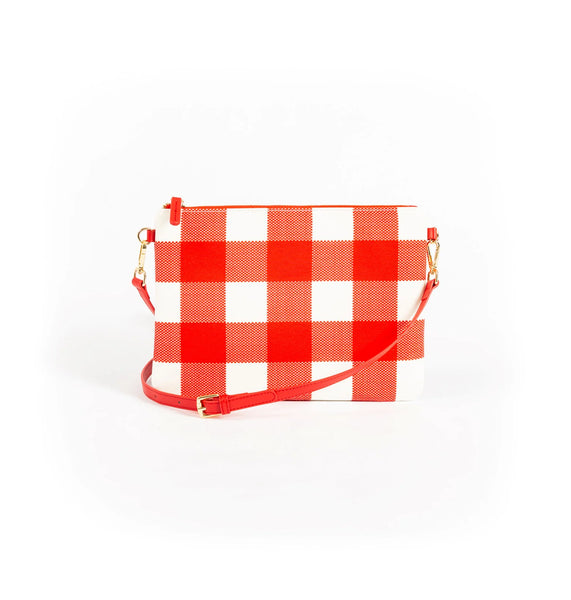 Capri Small Gingham Crossbody - Red & White