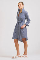 The Classic Cotton Shirtdress - French Navy Stripe