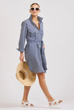 The Classic Cotton Shirtdress - French Navy Stripe