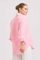 The Girlfriend Relaxed Shirt - Bright Pink Stripe