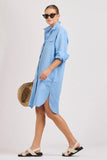 The Venus Linen Shirtdress - Provincial Blue