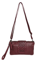 Cow Leather Multi Comp Cross Body Bag - Bordeaux