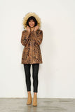 Shiny Animal Print w/ Faux Fur Trim Jacket