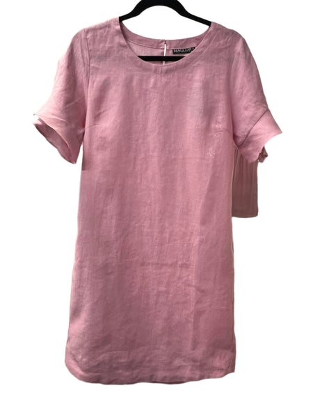 Ruffle Sleeve Linen Dress - Pink