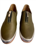 Carissa Leather Zip Shoe - Khaki