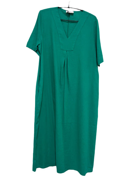 V-Neck Midi Dress - Emerald