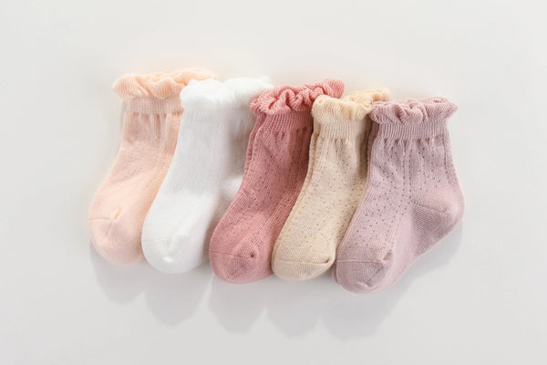 Frilly Crew Socks - Pink