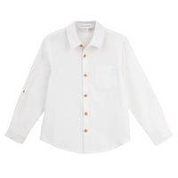 Archie L/S Button Shirt - Ivory Long Sleeve for Kids