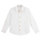 Archie L/S Button Shirt - Ivory Long Sleeve for Kids