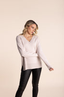 Merino V Neck Knit - Stone