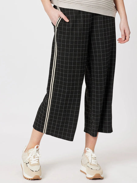 Derby Check Wide Leg Pant - Black