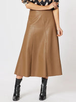 Brooke Vegan Leather Skirt - Coffee