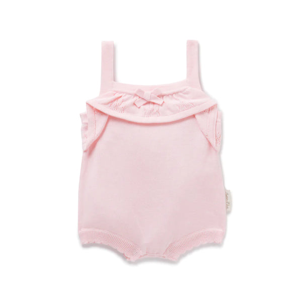 Aster & Oak Pink Knit Romper for Baby Girls