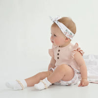 Aster & Oak Primrose Headband - White Floral Baby Accessory