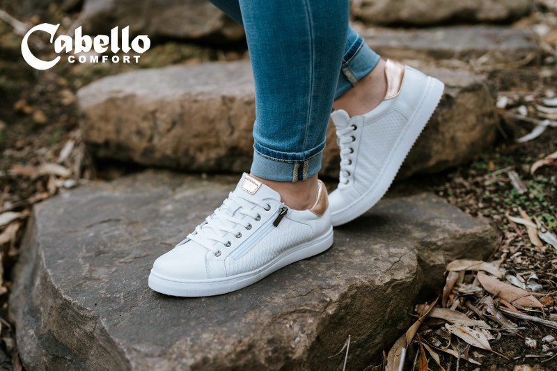 Womens white sneakers with cheap gold trim