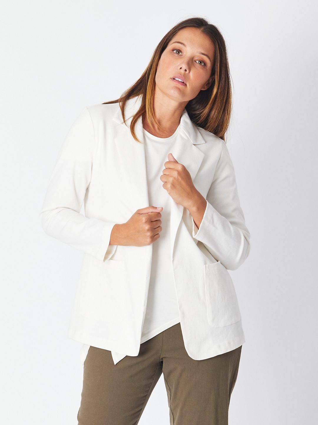 Cotton Blazer - White – 2 Fat Ladies