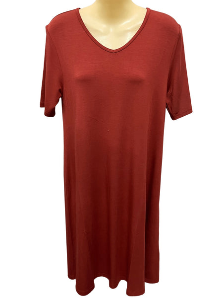 Bamboo Dress - Terracotta Red