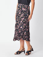 Crinkle Tier Skirt - Black Floral