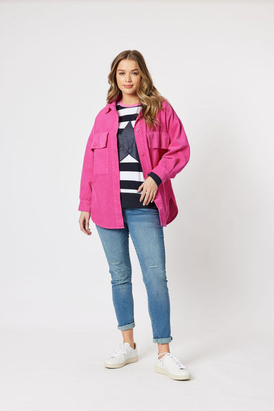 Zoe Cord Shacket - Pink